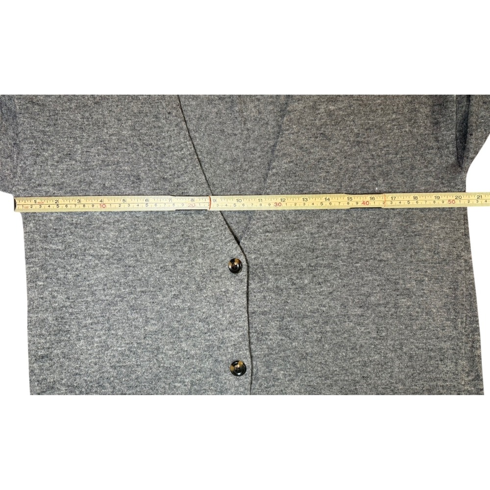Ann Taylor Longline Cardigan Sweater Gray Wool Blend V Neck Button Front Size M - Picture 8 of 9